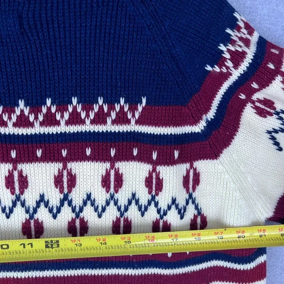 Vintage 70 80s JC Penney Nordic Fair Isle Cable Knit Acrylic Sweater Mens M